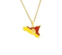 Collier Pendentif Carte Du Soudan Du Sud - Goutte D'huile Italie Sicile Carte Drapeau Collier Pendentif Pour Les Femmes Siciliennes À La Mode Carte Profil Pendentif Collier Minimaliste, Doré, 45Cm