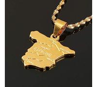 Collier Pendentif Carte - Espagne Carte Drapeau Pendentifs Collier, Charm Pendentif Cartes Colliers À Chaîne Mince, Hip Hop Carte Bijoux Ethniques,Pour Hommes Femmes Anniversaire Fête Cadeau, Or,