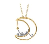 Collier Pendentif Chat de Lune en Argent Sterling - Bijou Minimaliste Animal pour Femmes (Mat)