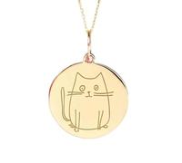 Collier pendentif chat en argent sterling 925 plaqué or | LK_NLC_02042 | plated mythical griffin round medallion pendant with 18 inch cable chain symbolic jewelry for men women