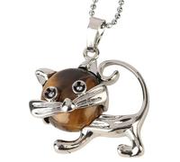 Collier Pendentif Chat En Pierre Naturelle Pour Femmes Et Hommes | Véritable Breloque Animal En Pierre Précieuse Avec Chaîne En Argent Amulette Énergétique De Méditation Bijoux Cadeaux Pour Fi