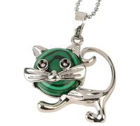 Collier Pendentif Chat En Pierre Naturelle Pour Femmes Et Hommes | Véritable Pierre Précieuse Joli Charme Animal Avec Chaîne En Argent Amulette D'Énergie De Méditation Bijoux Cadeaux Pour Fille