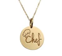 Collier pendentif chef en argent sterling 925 plaqué or |LK_NLC_00875 | Chaîne câble de 1 pouce disque de de navigation rond gravé d'un symbole de direction bijou inspirant poli