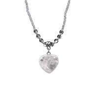 Collier Pendentif Coeur En Cristal Naturel Reiki Perles Acryliques Collier Pendentif En Cristal Énergétique Bijoux En Pierres Précieuses Naturelles Faits À La Main Cadeaux Pour Femmes Hommes Cri