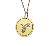 Collier pendentif colibri en argent sterling 925 doré | LK_NLC_00301 | Pendentif globe terrestre plaqué or gravé de 26 mm avec chaîne câble de 45 cm bijou cadeau inspiré de la terrestre de voyage
