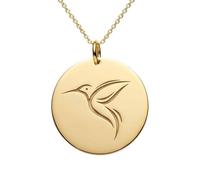 Collier pendentif colibri en argent sterling 925 doré | LK_NLC_02177 | plated 28mm round engraved temple pendant with 18 inch cable chain ancient civilization jewelry gift for