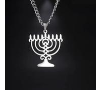 Collier Pendentif Collier Bougie Menorah Pendentif Collier pour Femmes Hommes Emblème Bijoux Hanukkah Cadeaux Bijoux Cadeaux d'anniversaire pour Femmes Hommes