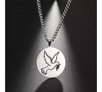 Collier Pendentif Collier Pendentif Rond Pigeon Colombe de la Paix pour Femmes Fille Oiseau Colliers esthétiques Tour de Cou Bijoux de Mode Amitié Collier Anniversaires Les Mariages Noël Cadeau Femme