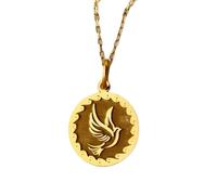 Collier pendentif colombe en argent sterling 925 doré | LK_NLC_01269 | Pendentif pêcheuse à la mouche bijou de pêche sportive en rivière ou en lac bijou nature cadeau pour elle 45 cm