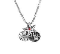 Collier Pendentif Coquille D'étoile De Mer Pour Hommes, Collier Gothique Vintage En Acier Inoxydable Coquille D'étoile De Mer,Argent,70