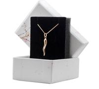 Collier pendentif corne d'abondance et sa chaine 45cm en plaque or véritable 18 carat neuf et avec ecrin coffret