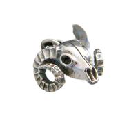 Collier pendentif crâne de mouflon d'Amérique en argent sterling 925, petit animal, signe astrologique du Bélier, cornes réalistes, bijou homme | Chaîne de 45 cm | Plaqué argent | LK_PNK_02846