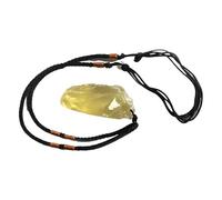 Collier Pendentif Cristal Jaune Naturel - Design Géométrique Unique avec Pierre Ecologique Originale, taille unique