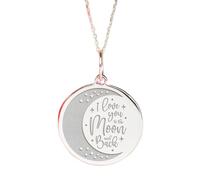 Collier pendentif croissant de lune en argent sterling 925 | Breloque délicate « Je t'aime jusqu'à la lune » | Chaîne de 45,7 cm (18 pouces) | Taille : 24 mm | Plaqué argent | Unisexe | LK_PNK_02392
