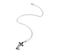 Collier Pendentif Croix Commémoratif en Acier Inoxydable pour Cendres | Design Prière Main et Croix, Argenté, pour Hommes et Femmes, Souvenir Solide, Usage Funéraire