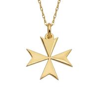 Collier pendentif croix de Malte en argent sterling 925 et or |LK_NLC_01777 | Pendentif croix plaqué or 24 x 24 mm avec chaîne câble de 45 cm bijou symbole religieux cadeau significatif pour homme