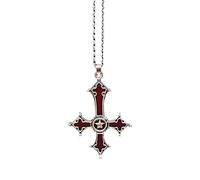 Collier pendentif croix gothique rouge sang, Vampire Punk bijoux cadeau, finition argent noir Antique, accessoire de fête de Noël Halloween, chaîne en acier inoxydable unisexe inclus