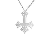 Collier pendentif croix inversée en acier inoxydable Collier pendentif croix inversée ornée de diamants Collier pendentif croix classique Collier pendentif bijoux sataniques Collier religieux (Argent)