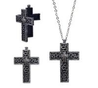 Collier pendentif croix pour homme femme, quids Necklace avec compartiment secret,chaîne pendentif en forme dix personnages antiques,breloque métal 3D,bijoux faits main,d'Halloween tendance
