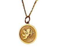 Collier pendentif Cupidon en argent sterling 925 plaqué or |LK_NLC_01186 | Pendentif bohème simple charme céleste au quotidien délicat et raffiné avec chaîne de 45 cm.