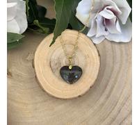 Collier pendentif cœur en labradorite naturelle