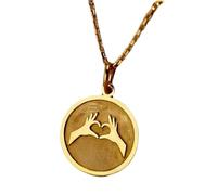 Collier pendentif cœur mains en argent sterling 925 doré | LK_NLC_01131 | Pendentif tourelle en pierre charme de princesse de conte de fées clocher cadeau avec chaîne de 45 cm