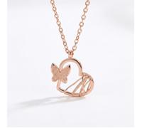 Collier Pendentif Cœur & Papillon. Cadeau Romantique Idéal Saint Valentin pour Femme. Coffret Offert.