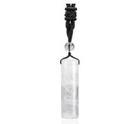 Collier Pendentif Cylindrique en Cristaux Naturels pour Femmes et Hommes|Breloque en Perles de Pierres Précieuses Avec Cordon Réglable,Amulette Ras Du Cou,Bijoux de Yoga,Cadeaux en Cristal Blanc