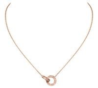 Collier Pendentif d'amitié, Bague Double Cercle, Collier en Diamant pour Femmes, Coffret Cadeau-Couleur Argent-Or Rose
