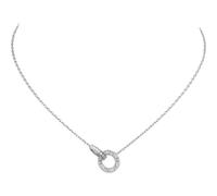 Collier Pendentif d'amitié, Bague Double Cercle, Collier en Diamant pour Femmes, Coffret Cadeau-Couleur Argent-Or Rose