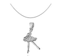 Collier Pendentif Danseuse de Ballet Cristal Argent Massif 925 (Modèle 2)