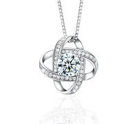 Collier Pendentif Diamant Blanc Trèfle À Quatre Feuilles Argent