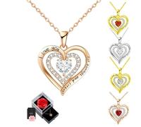 Collier Pendentif Double Cœur Je t'aime Pour Toujours - Bijou de Déclaration Cadeau Boîte à Roses, Idéal pour Femme Épouse Mère, Anniversaire Fête des Mères Saint-Valentin Noël Jour de Mariage (B3)