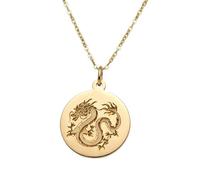 Collier pendentif dragon en argent sterling 925 plaqué or | LK_NLC_01853 | plated round openwork nature pendant 26mm with 18 inch cable chain minimalist ocean jewelry gift for men