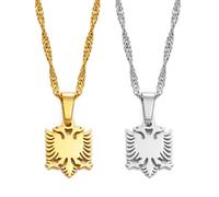 Collier Pendentif Drapeau Carte - 1 Cm Petit Mini Colliers Pendentif Aigle Albanais Jaune/Blanc Bijoux Ethnique Pour Filles Collier Pour Femmes Hommes Bijoux Cadeau De Fête De Vacances, Blanc, 60 Cm