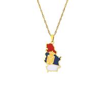 Collier Pendentif Drapeau Carte Aigle De Serbie, Collier Carte Pays Avec Chaîne De 50 Cm Pour Hommes Et Femmes, Contour De Bordure, Motif Géométrique, Bijoux Tendance Minimalistes, Jaune, 50 Cm