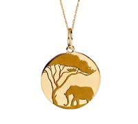 Collier pendentif éléphant en argent sterling 925 et or | LK_NLC_02022 | plated rectangle ocean marine animal pendant 30 x 19 mm with 18 inch cable chain symbol of patience