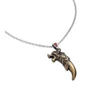 Collier pendentif en acier inoxydable avec croc de loup, bijou d'inspiration tribale, chaîne maille forçat de 45 cm, couleur or antique, motif animal, accessoire de mode résistant, 43 x 17 mm.