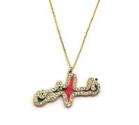 Collier pendentif en arabe coran-arabe pour femmes hommes en acier inoxydable, strass couleur or, chaîne islamique musulmane