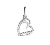 Collier pendentif en argent massif 925 rhodié brillant coeur zirconium blanc ...