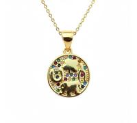 Collier pendentif en argent sterling 925 plaqué or, orné d'une calligraphie arabe et d'un charm rond multi-pierres de 12 x 12 mm. Chaîne câble de 45,7 cm (18 pouces). Bijou fait main |LK_SCA_0125