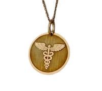 Collier pendentif en argent sterling 925 symbole du caducée | LK_NLC_01892 | plated rectangle horoscope engraved astrology twins charm necklace with 18 inch cable chain celestial