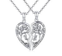 Collier Pendentif en Argent Sterling pour Sœurs - Toujours Mon Amie, 2 Pcs Arbre de Vie avec Lune, Bijoux Cadeaux pour Femmes et Amis
