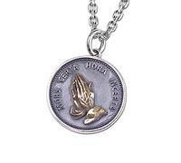 Collier pendentif en argent sterling S925 avec pièce de monnaie en forme de mains en prière, personnalité unique, pour femmes et hommes