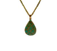 Collier pendentif en avec pierre turquoise La Belle au Bois Dormant, forme poire, chaîne maille forçat, bijou fait main favorisant la communication |LK_SGMP_0262