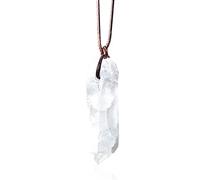 Collier Pendentif En Cristal De Roche Blanc Naturel Non Poli Colonne Hexagonale Irrégulière Quartz Minéral Bijoux En Pierre Brute,Blanc
