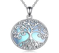 Collier Pendentif en Filigrane avec Chaîne en Argent Sterling 925 et Pierre de Lune pour Femmes et Filles C-Collier Pierre de Lune