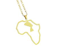 Collier pendentif en forme de carte de l ' Afrique, tendance, pays, territoire, unisexe, homme, chaîne de cou, pendentif du Moyen-Orient, en acier inoxydable, vêtement de cou pour son ethnique