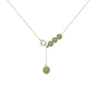 Collier pendentif en Jade Hetian vert Feng Shui naturel pour femmes, chaîne en os Lapis Lazuli véritable de Yoga plaqué S925