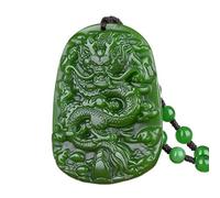 Collier pendentif en jade naturel découpant une amulette porte-bonheur, collier pendentif dragon en jade vert chinois du zodiaque bijoux à breloques accessoires de mode sculpté à la main homme femme a